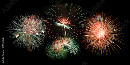 Beautiful firework in the black background. Lot of firework in the black bg.