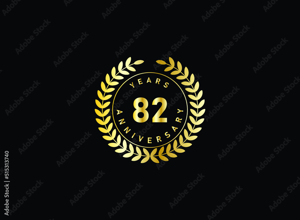 82th anniversary celebration with gold glitter color and white background. Vector design for celebrations, invitation cards and greeting cards. 82th anniversary celebration with gold glitter color and white background. Vector design for celebrations, invitation cards and greeting cards.