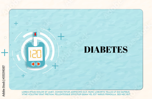 Diabetes patient treatment Concept. Blood glucose testing meter. Diabetes type 2 and insulin production. Suitable For Wallpaper, Banner, Background, Card, Book, And Landing Page.Vector Illustration