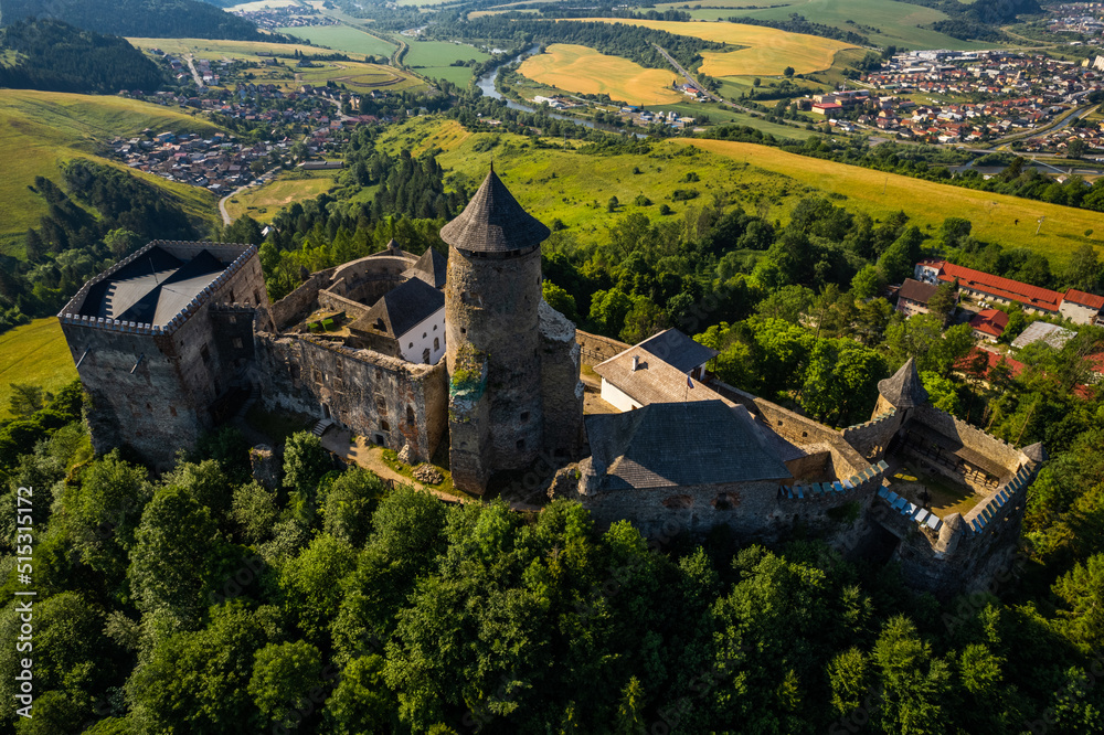 Stara Lubovna Medieval castle and Landmark in Slovakia, Drone View