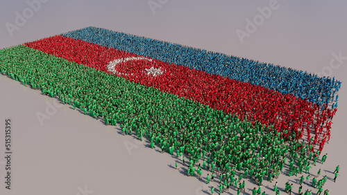 Azerbaijani Flag formed from a Crowd of People. Banner of Azerbaijan on White. photo