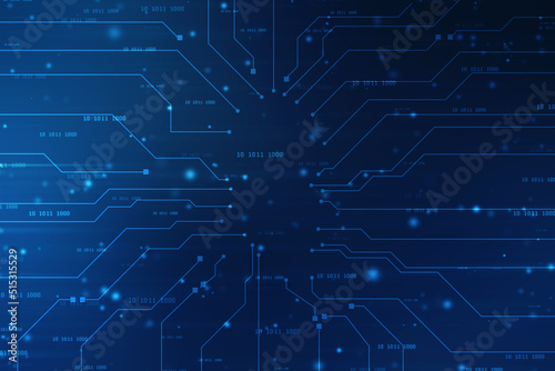 Abstract futuristic circuit board Illustration, Circuit board with various technology elements. Circuit board pattern for digital abstract technology background