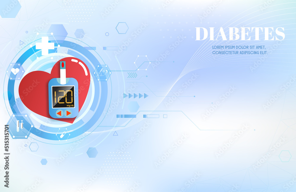 Diabetes patient treatment Concept. Blood glucose testing meter