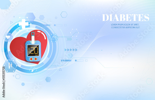 Diabetes patient treatment Concept. Blood glucose testing meter. Diabetes type 2 and insulin production. Suitable For Wallpaper, Banner, Background, Card, Book, And Landing Page.Vector Illustration