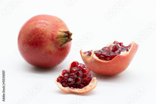 Pomegranate. Pomegranate isolated on white background. With clipping path. Full depth of field