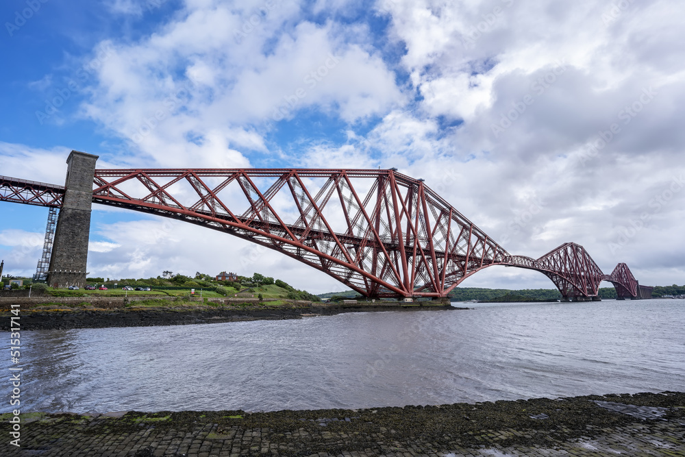 Naklejka premium The Forth Bridge , UNESCO World Heritage Site and Scotland's greatest man-made wonder , is a cantilever railway bridge across the Firth of Forth in the east of Scotland