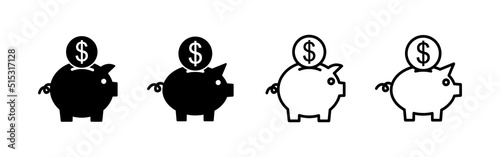 Piggy bank icon vector. piggy money sign and symbol