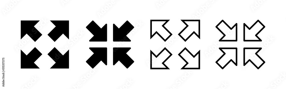 Fullscreen Icon vector. Expand to full screen sign and symbol. Arrows symbol Fullscreen Icon vector. Expand to full screen sign and symbol. Arrows symbol