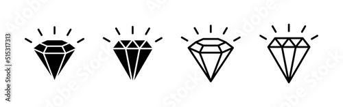 Diamond icon vector. diamond gems sign and symbol