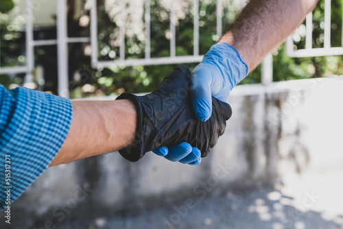 wearing gloves to stay away from smallpox. no contact.