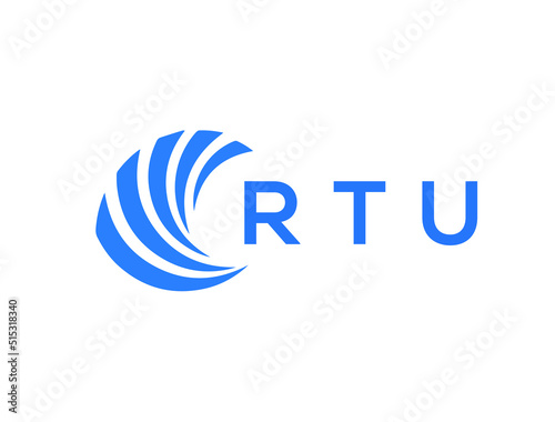 RTU Flat accounting logo design on white background. RTU creative initials Growth graph letter logo concept. RTU business finance logo design.
