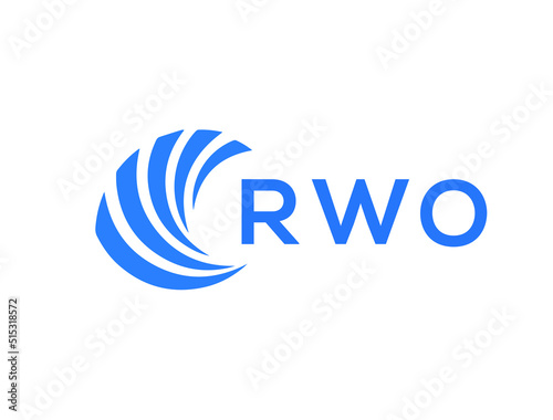 RWO Flat accounting logo design on white background. RWO creative initials Growth graph letter logo concept. RWO business finance logo design.
 photo