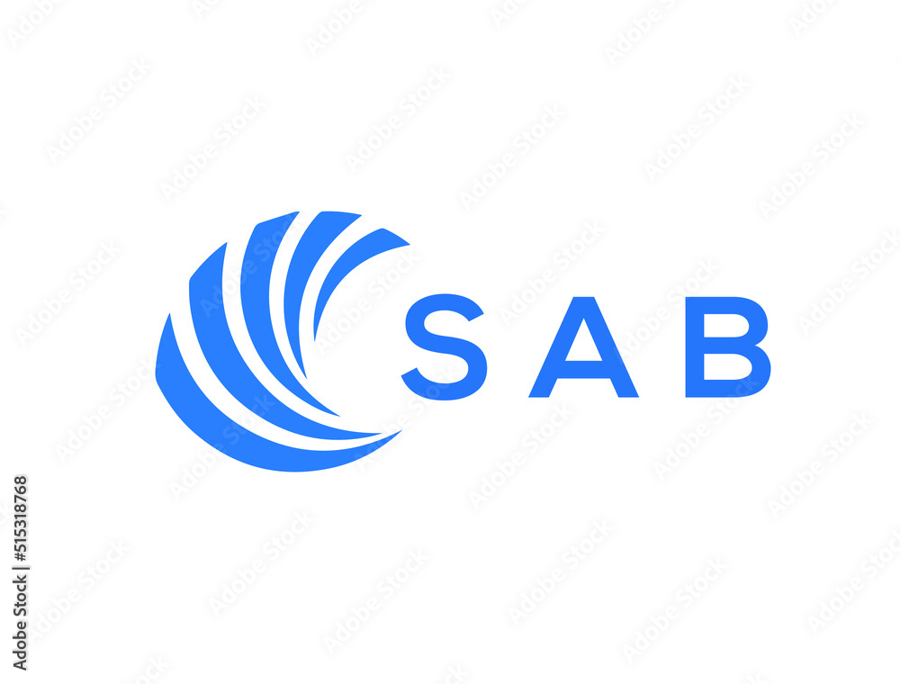 SAB Flat accounting logo design on white background. SAB creative initials Growth graph letter
