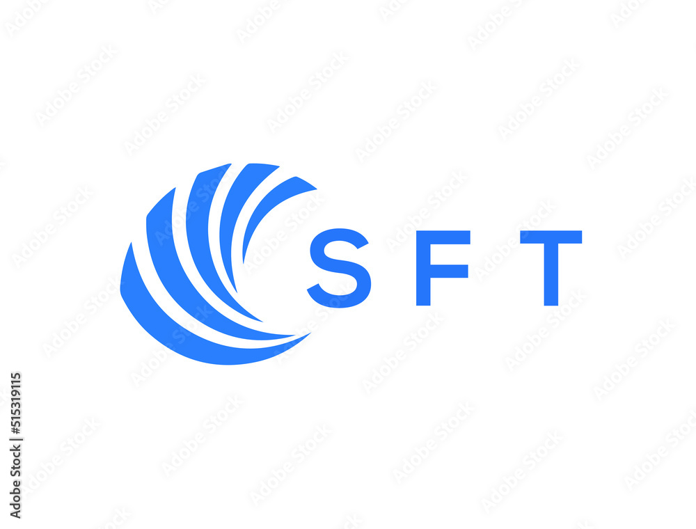 SFT Flat accounting logo design on white background. SFT creative initials Growth graph letter logo concept. SFT business finance logo design.
