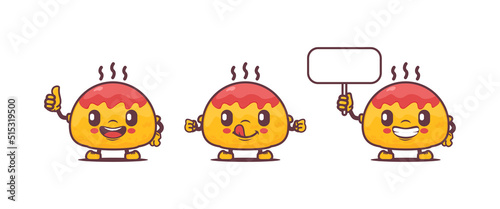 Omurice cartoon mascot. Japanese food vector illustration