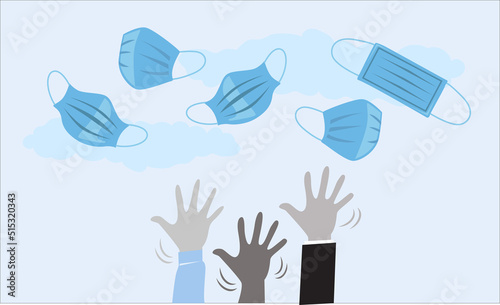 Hands toss face mask