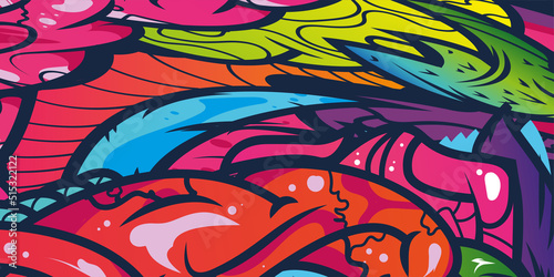 Abstract colorful design graffitti texture vivid art