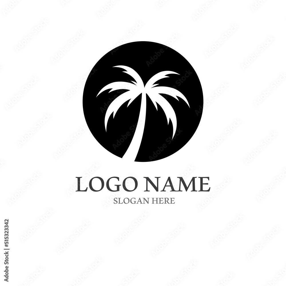 Palm tree summer logo template Palm tree summer logo template