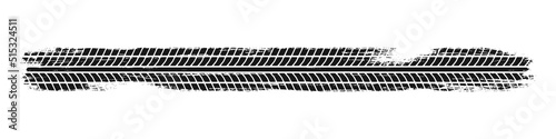 Auto tire tread grunge element. Car and motorcycle tire pattern, wheel tyre tread track. Black tyre print. Vector illustration isolated on white background.