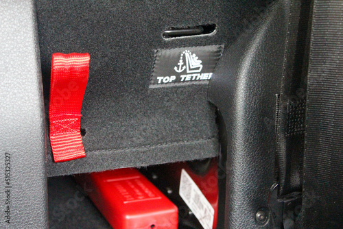 Fotografia Various fastening points and safety devices in a new vehicle