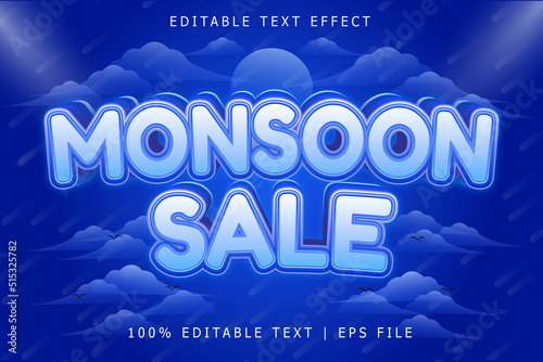 Monsoon Sale Editable Text Effect 3 Dimension Emboss Modern Style