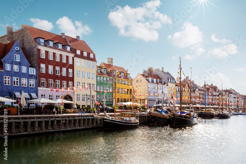 Old Nyhavn port in the center of Copenhagen, Denmark