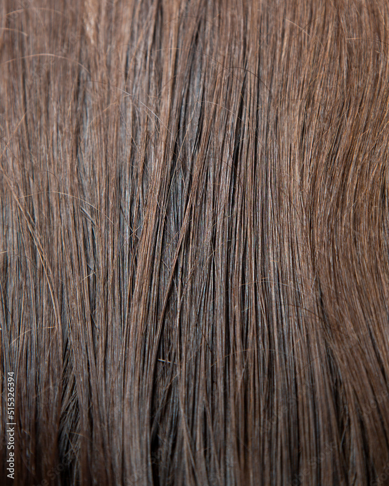 Background of the hairline.Texture of dark brown hair combed. Background of the hairline.Texture of dark brown hair combed.