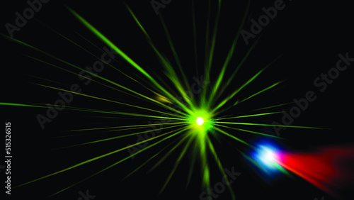 Vector illustration of green light on black background