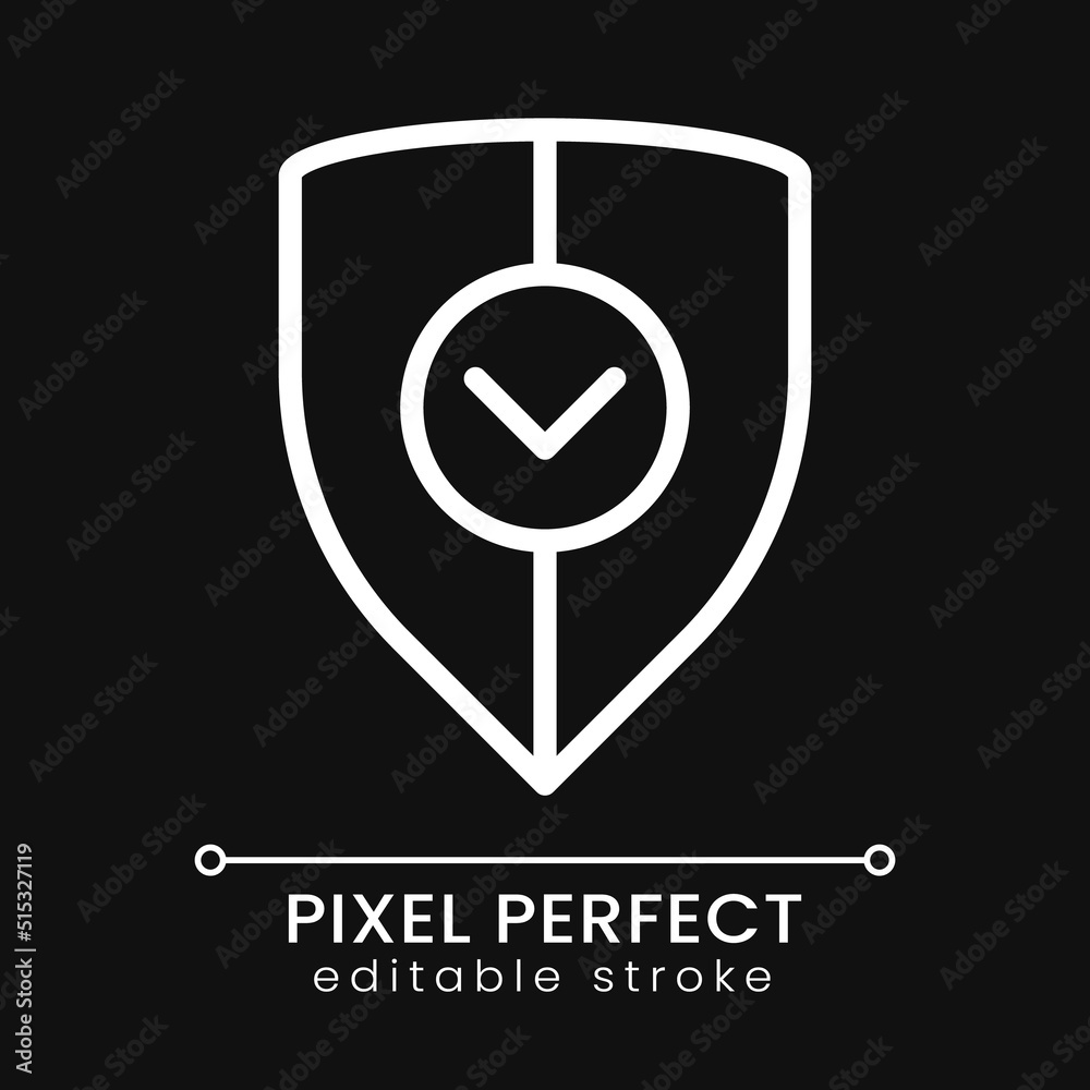 Business security pixel perfect white linear icon for dark theme ...