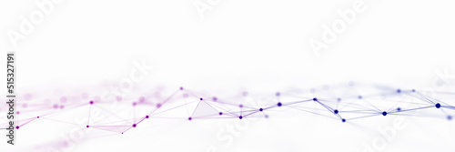 Dynamic wave with connected dots and lines. Digital wave background concept. Abstract technology background. Big data visualization. 3D rendering.