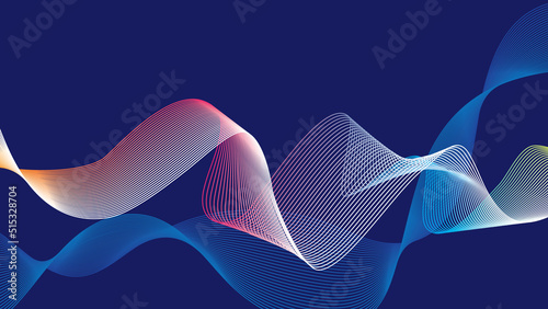 カラフルなグラデーションと青の曲線の抽象的な背景イラスト