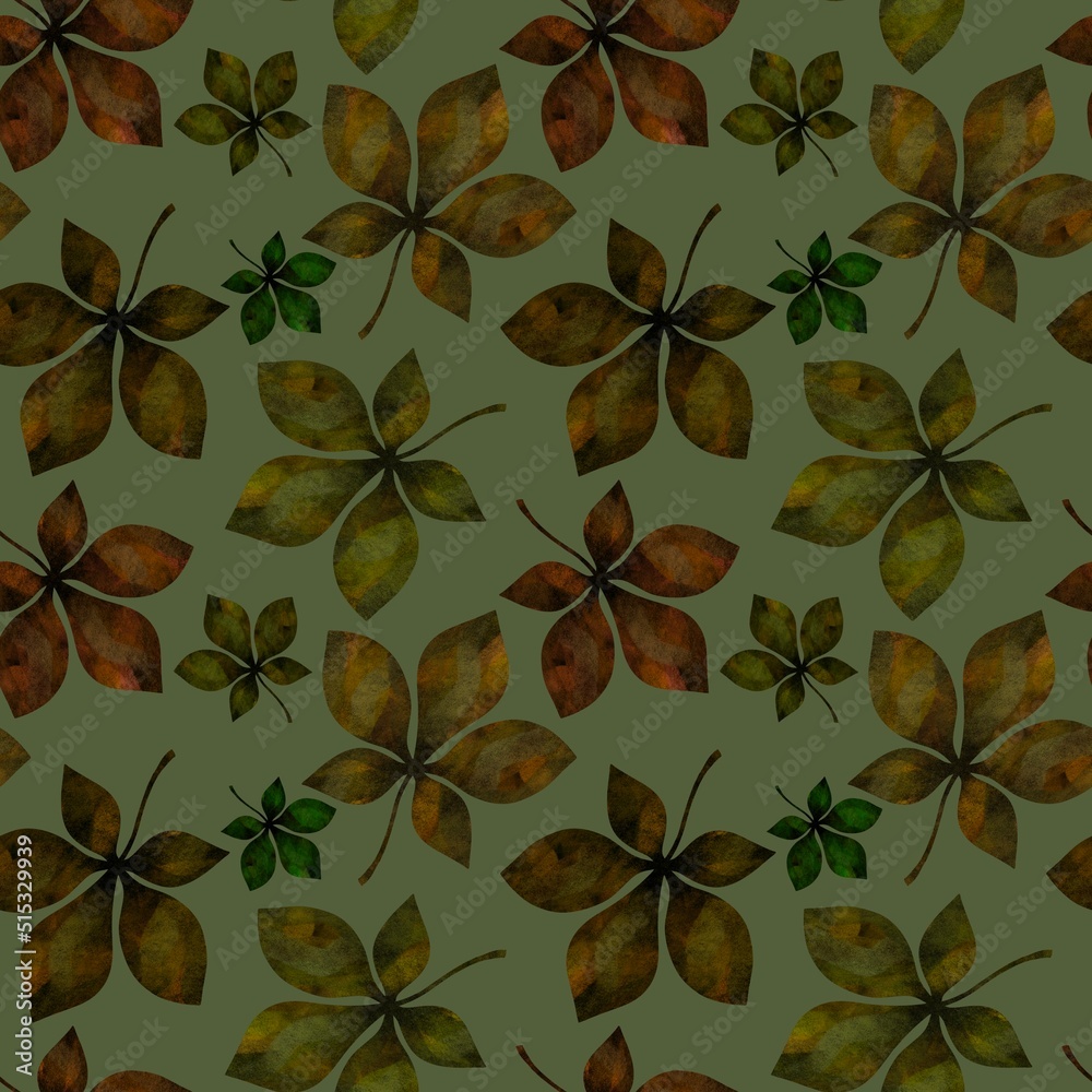 Obraz premium Autumn seamless chestnut leaves pattern for fabrics and wrapping paper and clothes print and kids