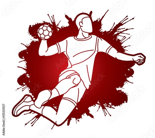 Handball Sport Male Player Action Cartoon Graphic Vector