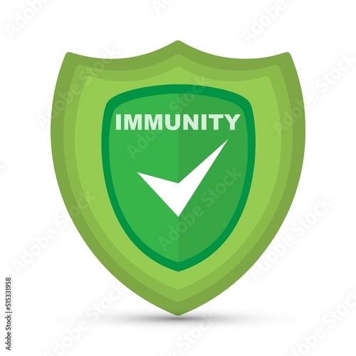 Green shield with the text immunity on it