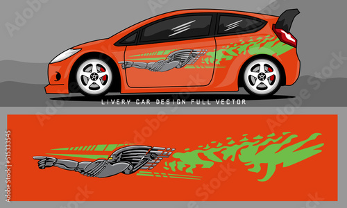 car livery design with cool graphics and a combination of red and gray colors for vehicles  branding and cutting stickers 