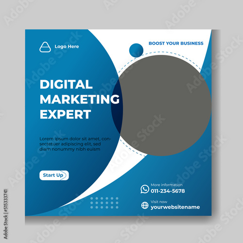 Corporate digital marketing agency social media post modern  layout
