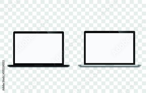 Set of realistic computer monitors, laptops, mobile phones. Electronic gadgets isolated on transparent background - super high detailed photorealistic esp 10 vector