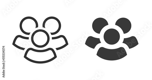 Three people group set vector icon pictogram or persons community union symbol black and white line outline art stroke editable shape silhouette image