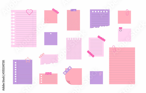 Notebook sheets and notes in y2k style