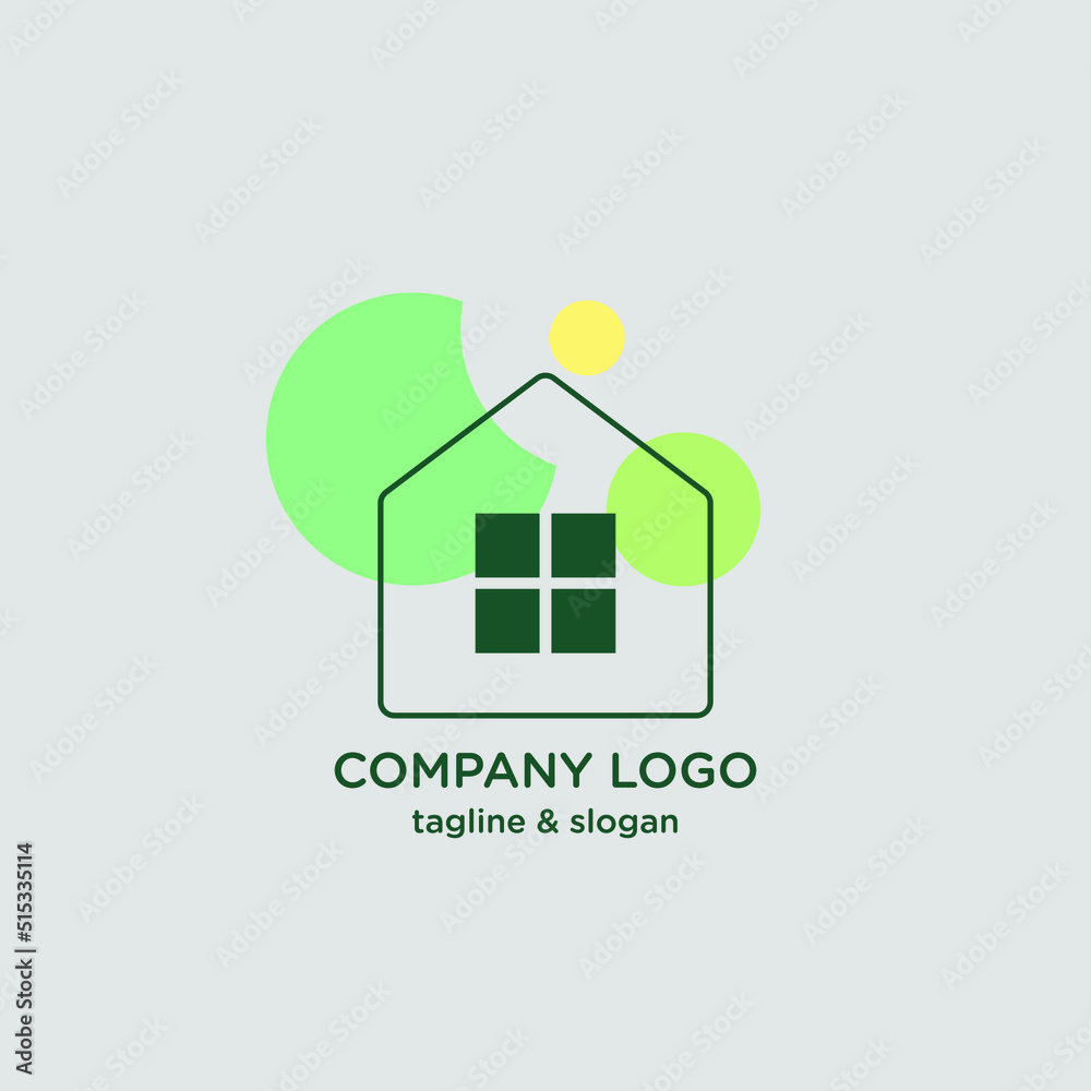 minimalist house logo set with simple continuous line style. green house. minimalist house logo set with simple continuous line style. green house.