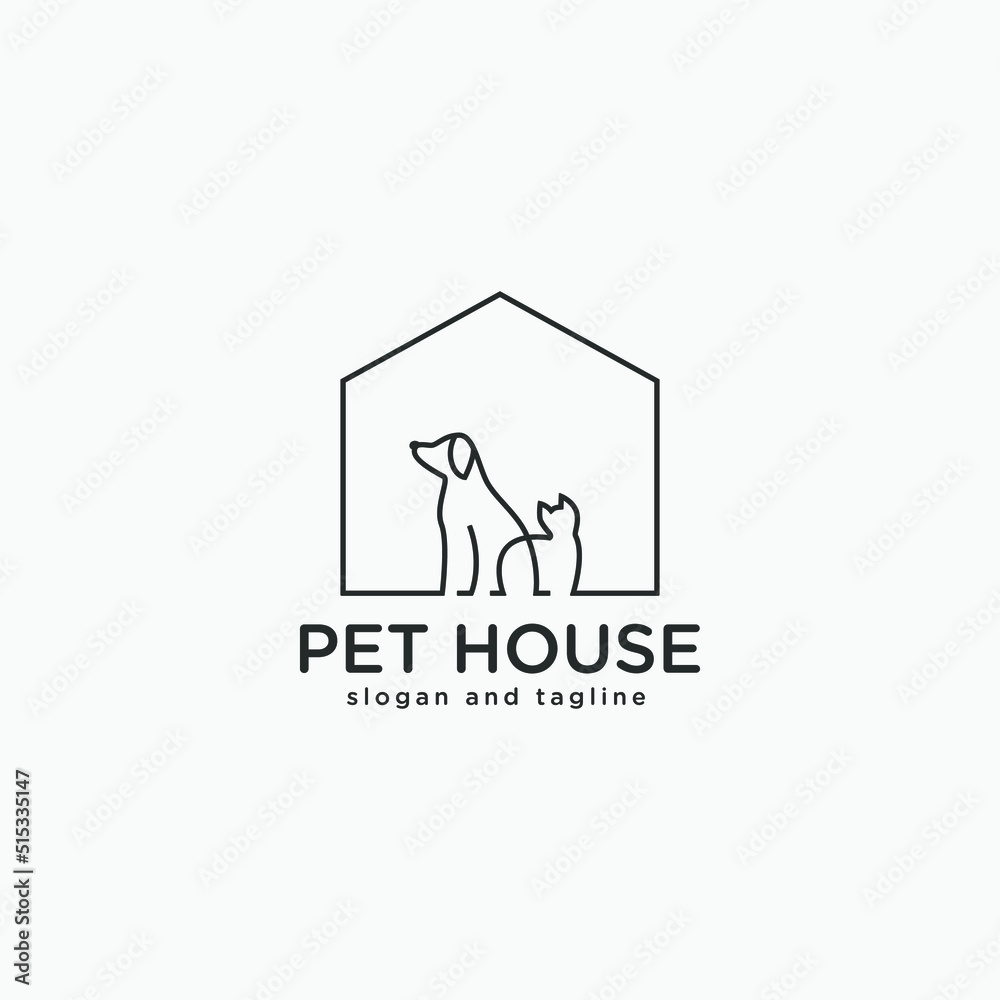 pet shop logo design with simple and minimalist continuous line style pet shop logo design with simple and minimalist continuous line style