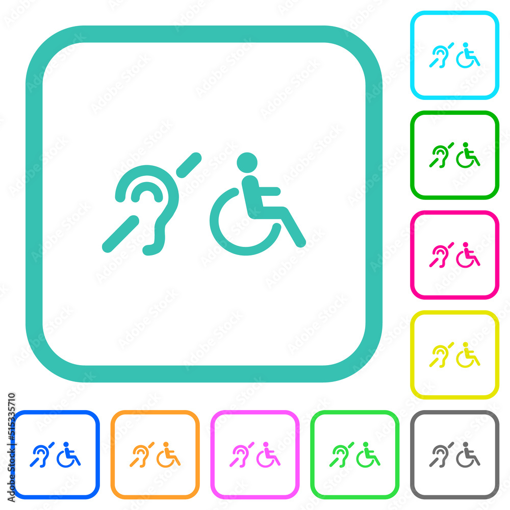 hearing impaired and wheelchair symbols vivid colored flat icons hearing impaired and wheelchair symbols vivid colored flat icons