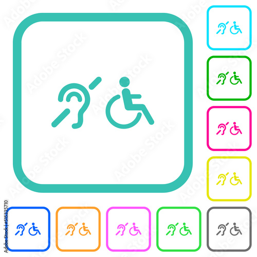 hearing impaired and wheelchair symbols vivid colored flat icons