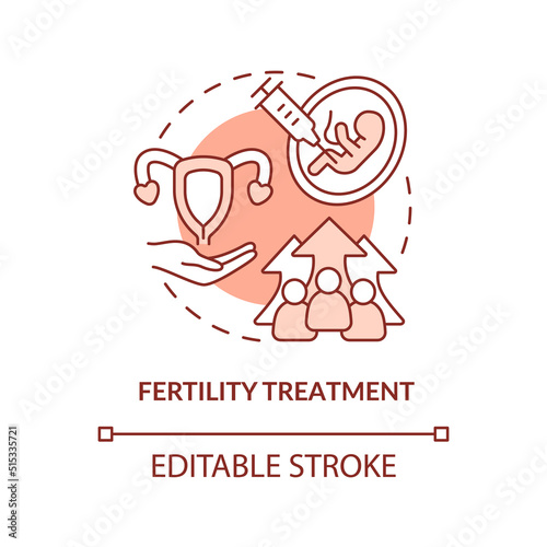 Fertility treatment terracotta concept icon. Conceiving. Cause of overpopulation abstract idea thin line illustration. Isolated outline drawing. Editable stroke. Arial, Myriad Pro-Bold fonts used
