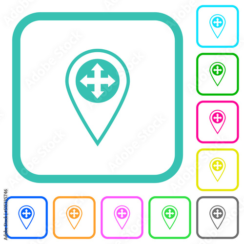 GPS location move vivid colored flat icons