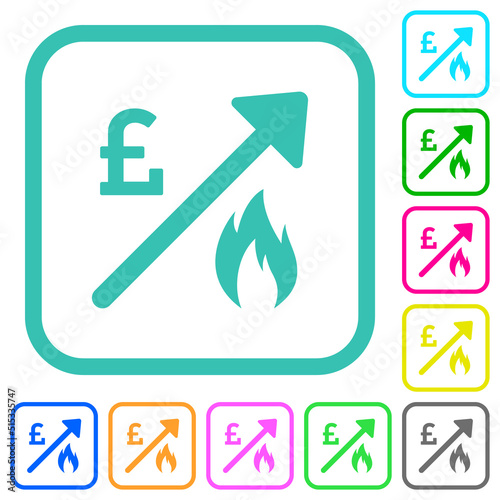 Rising gas energy english Pound prices vivid colored flat icons