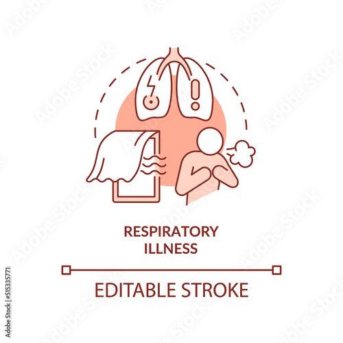 Respiratory illness terracotta concept icon. Diseases. Health effect of overcrowding abstract idea thin line illustration. Isolated outline drawing. Editable stroke. Arial, Myriad Pro-Bold fonts used