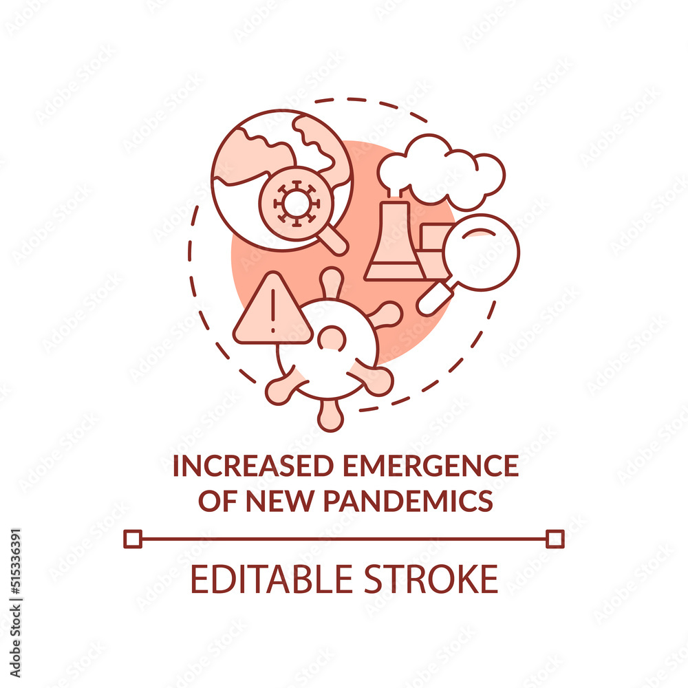 Increased emergence of new pandemics terracotta concept icon. Overpopulation abstract idea thin line illustration. Isolated outline drawing. Editable stroke. Arial, Myriad Pro-Bold fonts used Increased emergence of new pandemics terracotta concept icon. Overpopulation abstract idea thin line illustration. Isolated outline drawing. Editable stroke. Arial, Myriad Pro-Bold fonts used