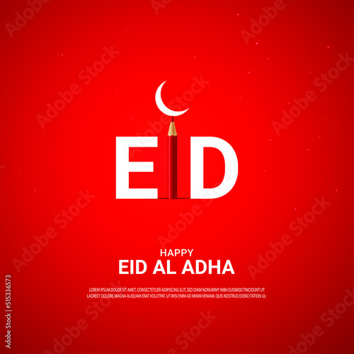 Eid al Adha pencil and moon creative design illustration