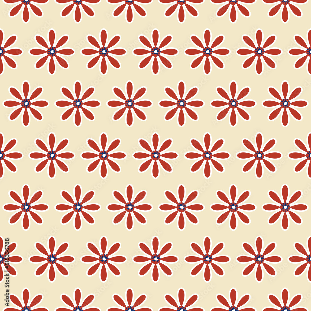 Minimal Retro Geometric Style Daisy Flowers Seamless Trendy Pattern Chic Fashion Colors Perfect for Allover Fabric Print Minimal Retro Geometric Style Daisy Flowers Seamless Trendy Pattern Chic Fashion Colors Perfect for Allover Fabric Print